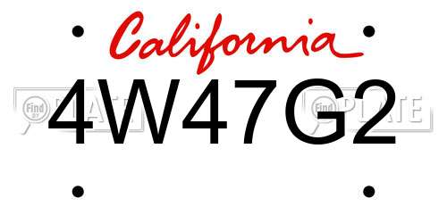4W47G2 California License Plate