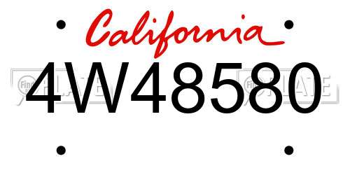4W48580 California License Plate