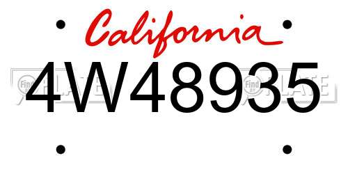 4W48935 California License Plate