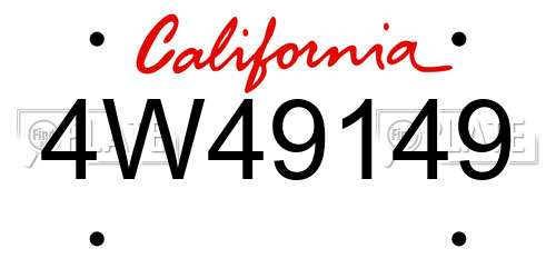 4W49149 California License Plate