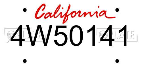 4W50141 California License Plate