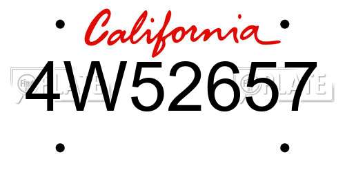 4W52657 California License Plate