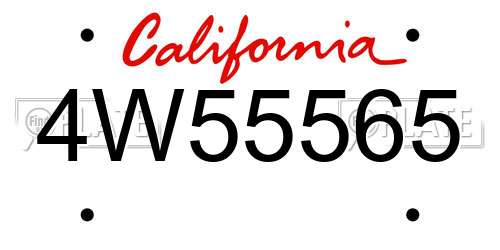 4W55565 California License Plate