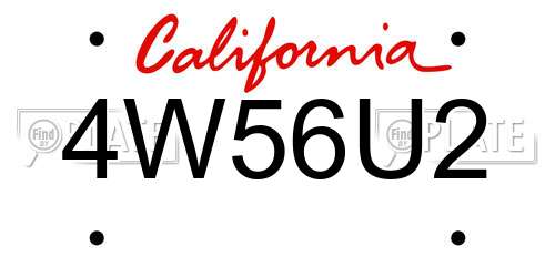 4W56U2 California License Plate