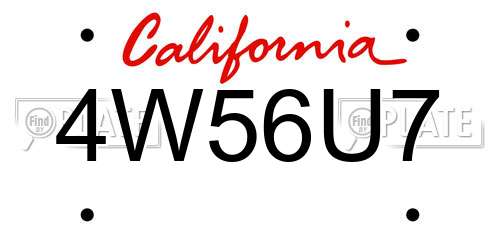 4W56U7 California License Plate
