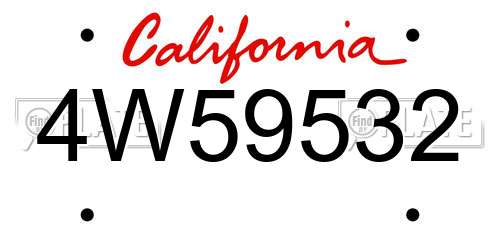 4W59532 California License Plate
