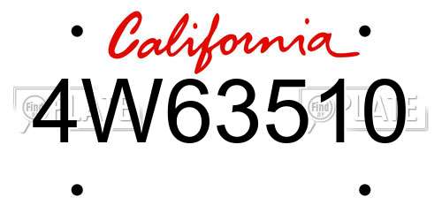 4W63510 California License Plate