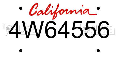4W64556 California License Plate