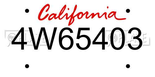 4W65403 California License Plate