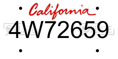 4W72659 California License Plate