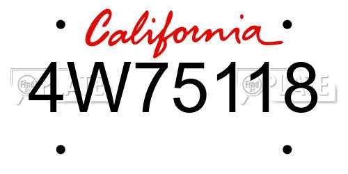 4W75118 California License Plate