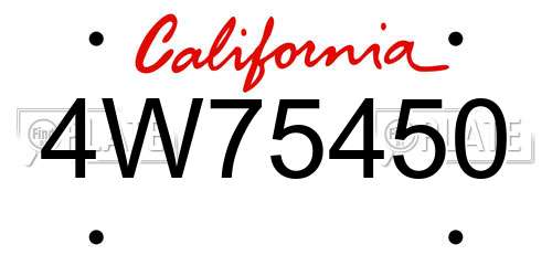 4W75450 California License Plate