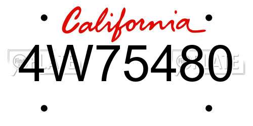 4W75480 California License Plate