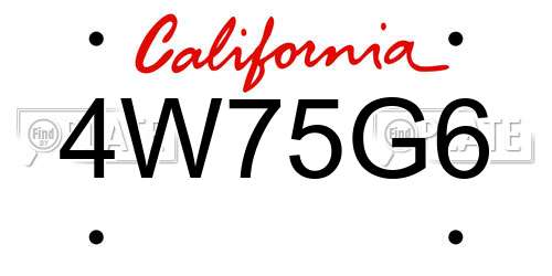 4W75G6 California License Plate