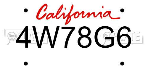 4W78G6 California License Plate