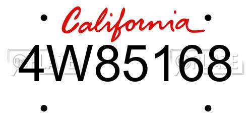 4W85168 California License Plate