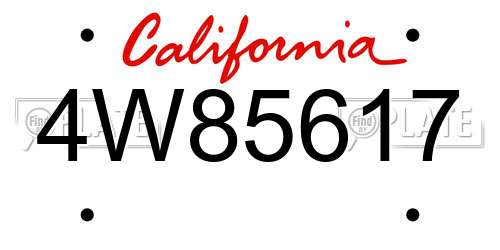 4W85617 California License Plate