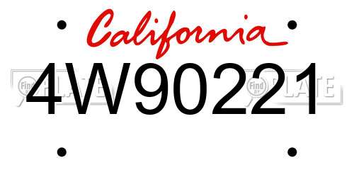 4W90221 California License Plate