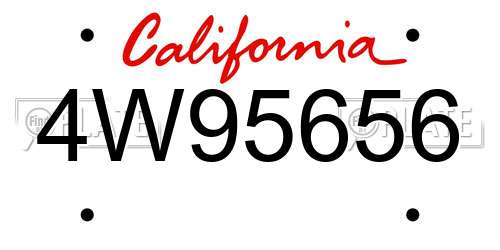 4W95656 California License Plate