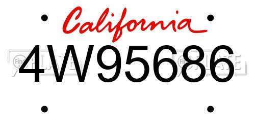 4W95686 California License Plate
