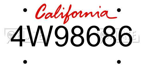 4W98686 California License Plate
