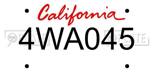 4WA045 California License Plate