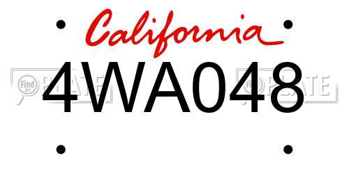 4WA048 California License Plate