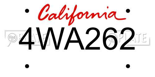 4WA262 California License Plate