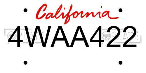 4WAA422 California License Plate
