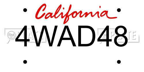 4WAD48 California License Plate