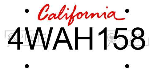 4WAH158 California License Plate