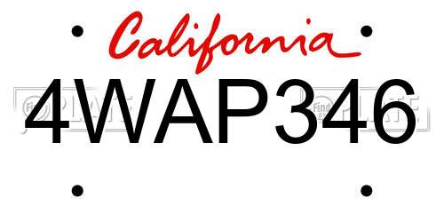 4WAP346 California License Plate