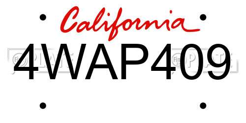 4WAP409 California License Plate