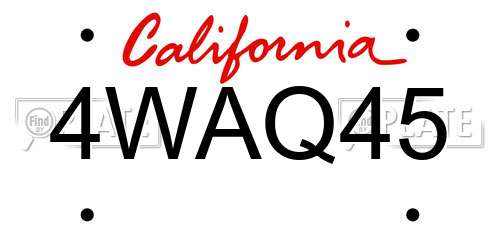 4WAQ45 California License Plate