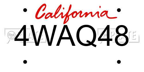 4WAQ48 California License Plate