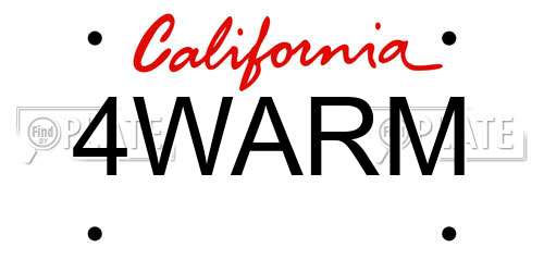 4WARM California License Plate