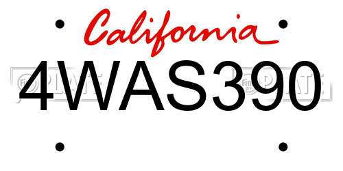 4WAS390 California License Plate