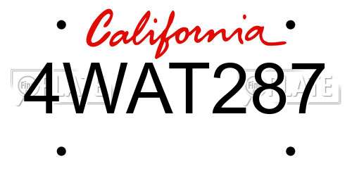 4WAT287 California License Plate