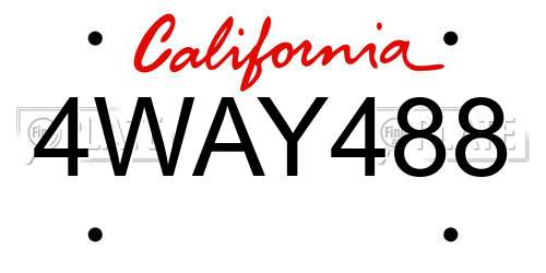 4WAY488 California License Plate