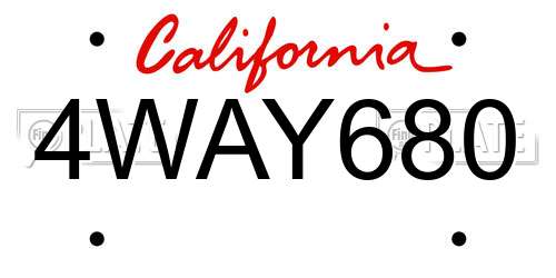 4WAY680 California License Plate