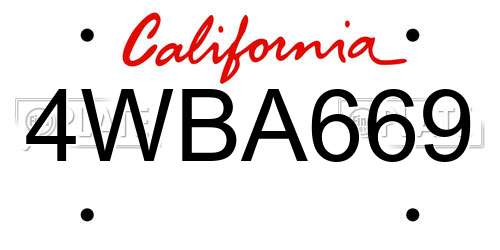4WBA669 California License Plate