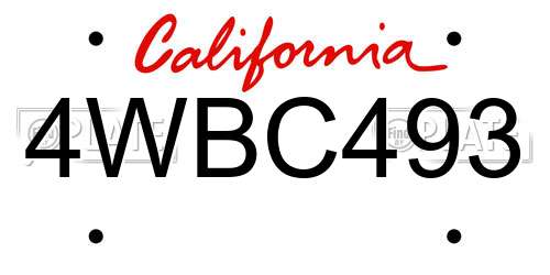 4WBC493 California License Plate