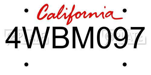 4WBM097 California License Plate