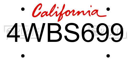 4WBS699 California License Plate