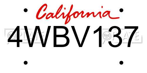 4WBV137 California License Plate