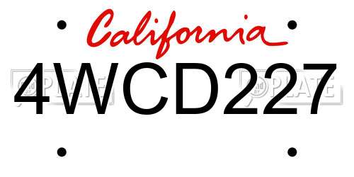 4WCD227 California License Plate