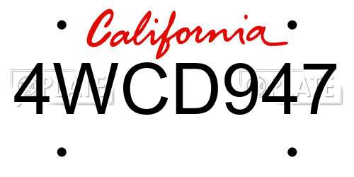 4WCD947 California License Plate