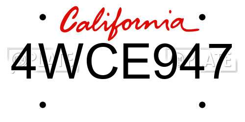 4WCE947 California License Plate