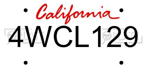 4WCL129 California License Plate