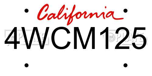 4WCM125 California License Plate